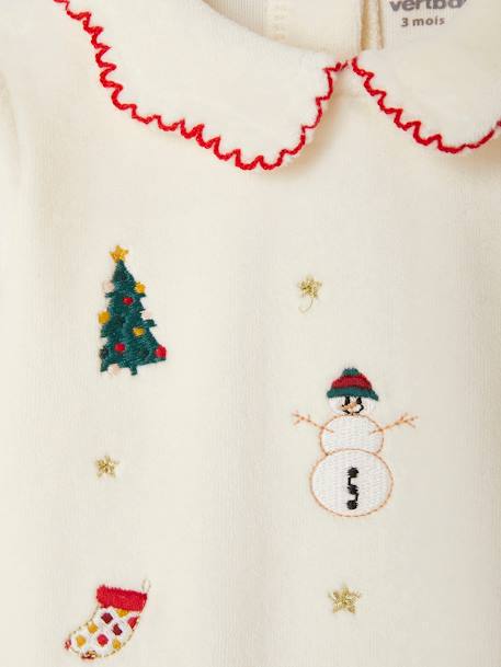 Pyjama de Noël brodé bébé en velours écru 4 - vertbaudet enfant 