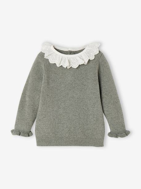 Pull en côte perlée bébé lilas poudré+vert de gris 4 - vertbaudet enfant 