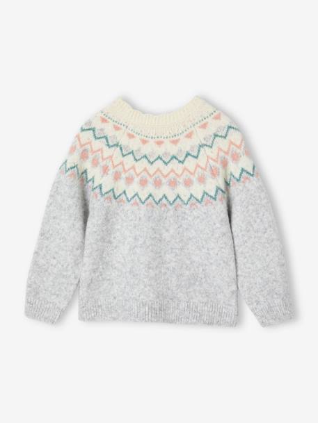 Pull jacquard fille gris chiné 3 - vertbaudet enfant 