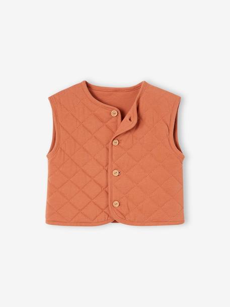 Ensemble 3 pièces bébé : gilet matelassé, robe et bandeau en velours bébé rouille 2 - vertbaudet enfant 