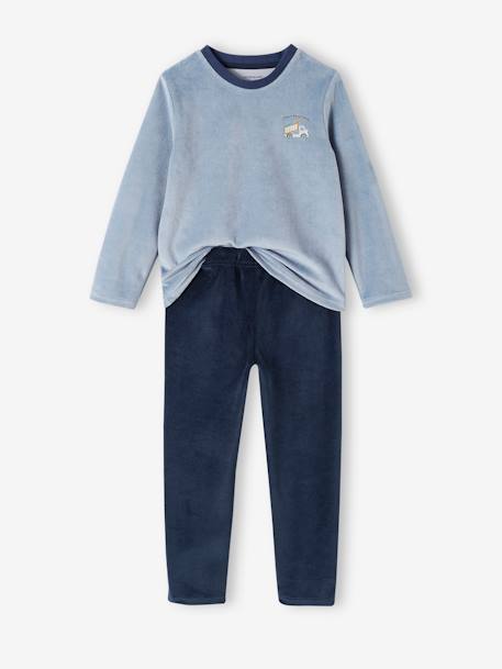 Lot de 2 pyjamas garçon velours tractopelle vert sauge 2 - vertbaudet enfant 
