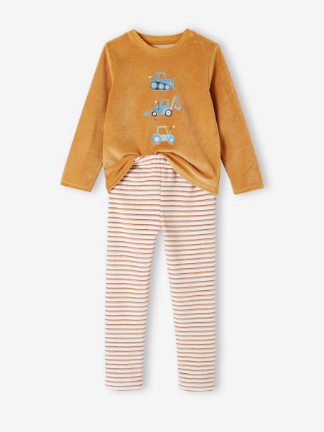 Lot de 2 pyjamas garçon velours tractopelle vert sauge 3 - vertbaudet enfant 