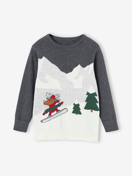 Pull de Noël motif paysage ludique garçon anthracite 1 - vertbaudet enfant 