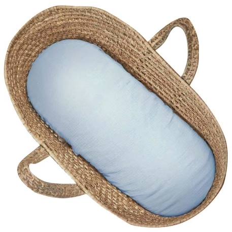 Drap housse couffin ovale en gaze de coton - SEVIRA KIDS - Jeanne Bleu - 100% Made in France - Taille 30x70cm BLEU 1 - vertbaudet enfant 