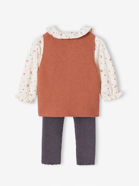 Ensemble 3 pièces bébé : legging + gilet + blouse tomette 5 - vertbaudet enfant 