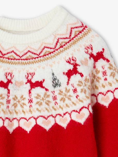 Pull Noël jacquard fille rouge 3 - vertbaudet enfant 
