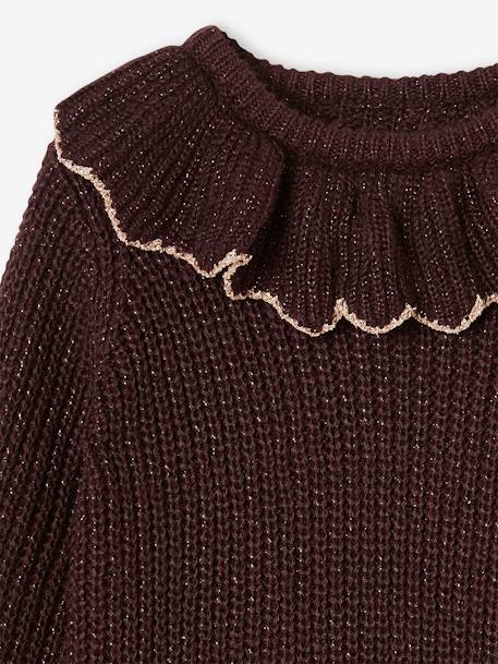 Pull à collerette en maille irisée fille prune 3 - vertbaudet enfant 