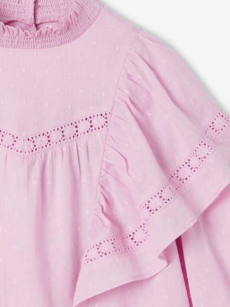 Blouse en plumetis fille maxi volants brodés fille lilas 5 - vertbaudet enfant 