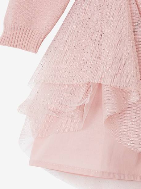 Robe de fête en tricot et tulle fille rose pâle 4 - vertbaudet enfant 