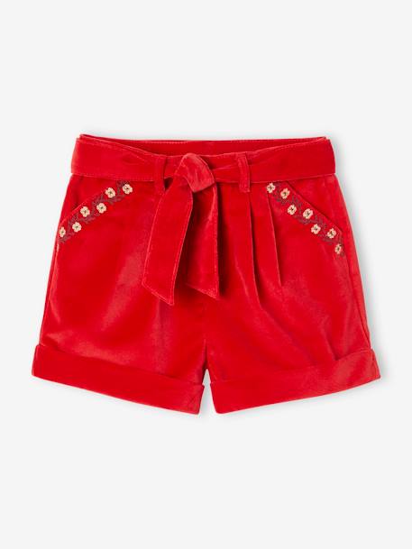 Short fantaisie en velours lisse fille  - vertbaudet enfant