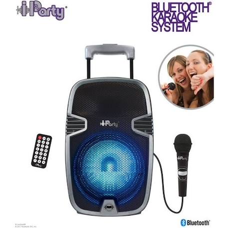 Enceinte Karaoké Bluetooth® 8’’ avec roulettes et micro - LEXIBOOK - 120 watts musicaux - Autonomie 6 heures NOIR 1 - vertbaudet enfant 
