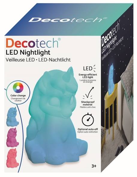 Veilleuse Licorne 3D - LEXIBOOK - Decotech - Lumière LED Multicolore - Antichoc - 2 Modes - Pour Bébé BLEU 3 - vertbaudet enfant 