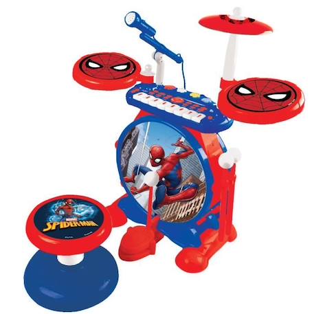 Batterie Electronique SpiderMan Lumineuse Complète avec clavier, cymbales et tabouret Spider-Man ROUGE 1 - vertbaudet enfant 