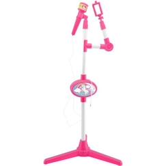 Jouet-Jeux vidéos et multimédia-Multimédia-Microphone Licorne avec pied lumineux et haut-parleur - LEXIBOOK - Enfant - Pile - Rose
