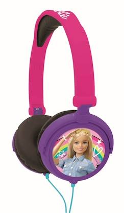Jouet-Jeux éducatifs-Jeux scientifiques et multimédia-Casque audio filaire pour enfants Barbie - LEXIBOOK - Limitation de volume d'écoute - Rose
