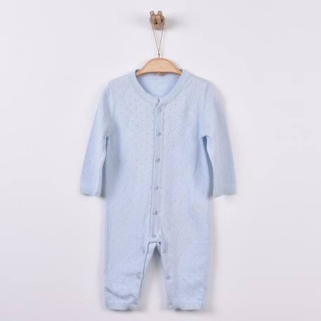 Combinaison bébé en tricot de coton bio BEIGE+BLEU+BLEU+ROSE 9 - vertbaudet enfant 