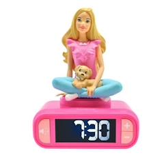 Linge de maison et décoration-Décoration-Réveil digital avec veilleuse lumineuse, Barbie en 3D, et effets sonores