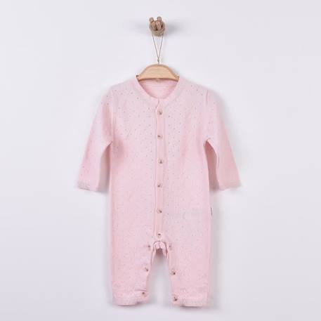 Combinaison bébé en tricot de coton bio BEIGE+BLEU+BLEU+ROSE 12 - vertbaudet enfant 