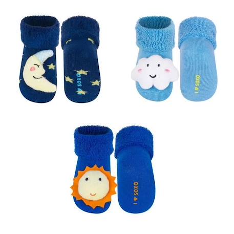 Sevira Kids ot de 3 paires de chaussettes d'éveil Céleste Garçon - Bleu BLEU 1 - vertbaudet enfant 