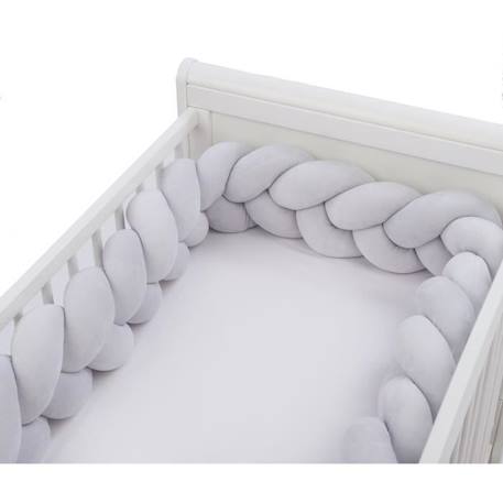 Tresse de lit bébé universelle - VELOURS Gris clair - SEVIRA KIDS - TU - Coton - 15x15x200cm