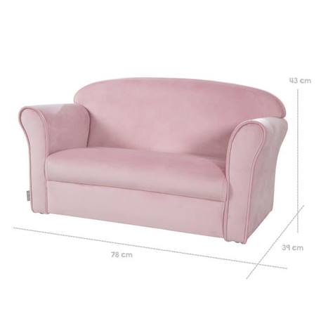 ROBA Mini Canapé Enfant en Velours Lil Sofa - Dossier Confortable avec Accoudoirs - Rose ROSE 3 - vertbaudet enfant 