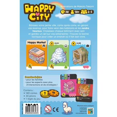 Cocktail Games - Happy City - As d'Or 2022 - Jeu de société - À partir de 10 ans - 2 à 5 joueurs - 30 minutes BLEU 2 - vertbaudet enfant 