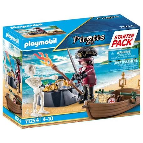 PLAYMOBIL - 71254 - Les Pirates - Starter Pack Pirate et barque - 42 pièces - Pour enfants de 4 ans et plus BLEU 1 - vertbaudet enfant 