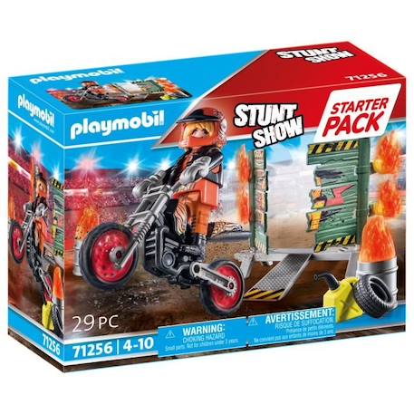 PLAYMOBIL - 71256 - Starter Pack Cascadeur - Moto Rutilante - Rampe de Feu BLEU 1 - vertbaudet enfant 