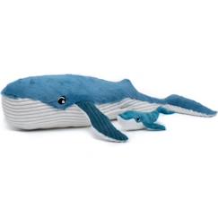 Jouet-Peluche géante baleine maman bébé bleue - Les Déglingos - Ptipotos - Douce et câline - 70 cm