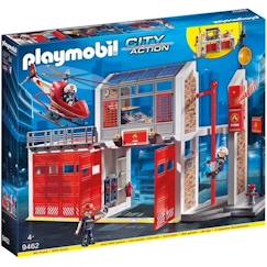 Jouet-Jeux d'imagination-PLAYMOBIL - 9462 - City Action - Caserne de pompiers avec hélicoptère