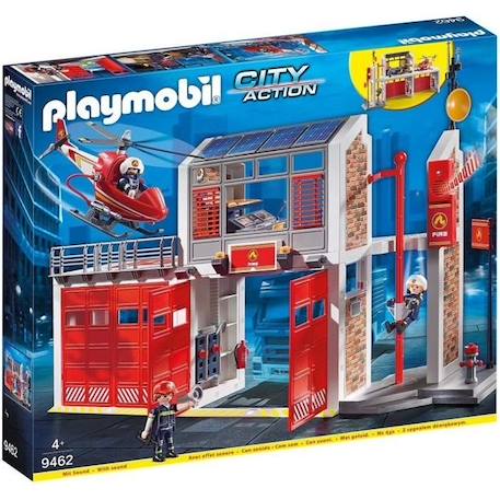 PLAYMOBIL - 9462 - City Action - Caserne de pompiers avec hélicoptère JAUNE 1 - vertbaudet enfant 