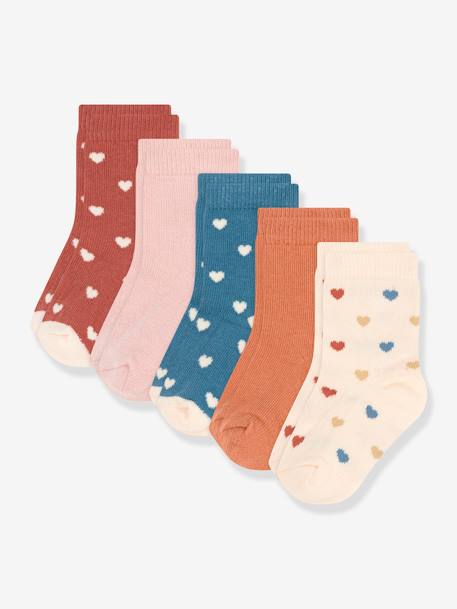 Lot de 5 paires de chaussettes coeurs bébé PETIT BATEAU multicolore 1 - vertbaudet enfant 