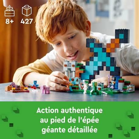 LEGO Minecraft 21244 L’Avant-Poste de l’Épée, Jouet, et Figurines Creeper, Squelette, pour Enfants BLEU 6 - vertbaudet enfant 