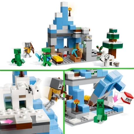 LEGO Minecraft 21243 Les Pics Gelés, Jouet Enfants 8 Ans, avec Figurines Steve et Creeper BLEU 3 - vertbaudet enfant 