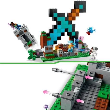 LEGO Minecraft 21244 L’Avant-Poste de l’Épée, Jouet, et Figurines Creeper, Squelette, pour Enfants BLEU 3 - vertbaudet enfant 
