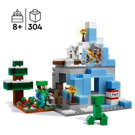 LEGO Minecraft 21243 Les Pics Gelés, Jouet Enfants 8 Ans, avec Figurines Steve et Creeper BLEU 4 - vertbaudet enfant 
