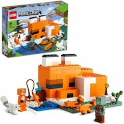 -LEGO® 21178 Minecraft Le Refuge du Renard, Jouet de Construction Maison, Enfants dès 8 ans, Set avec Figurines Zombie, Animaux