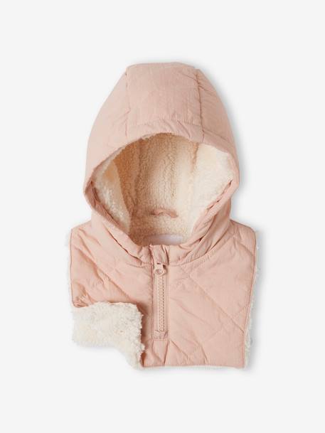 Doudoune bébé capuche amovible rose pâle 3 - vertbaudet enfant 