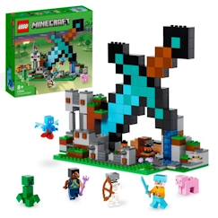 -LEGO Minecraft 21244 L’Avant-Poste de l’Épée, Jouet, et Figurines Creeper, Squelette, pour Enfants