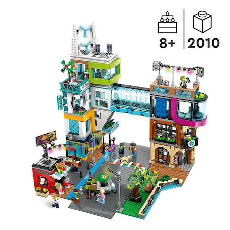LEGO® City 60380 Le Centre-Ville, Jouet de Maquettes avec Salon de Coiffure, Vétérinaire, et Hôtel BLEU 2 - vertbaudet enfant 