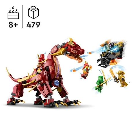 LEGO® NINJAGO 71793 Le Dragon de Lave Transformable de Heatwave, Jouet de Dragon avec Minifigurines ROUGE 2 - vertbaudet enfant 