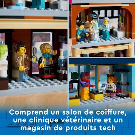 LEGO® City 60380 Le Centre-Ville, Jouet de Maquettes avec Salon de Coiffure, Vétérinaire, et Hôtel BLEU 4 - vertbaudet enfant 