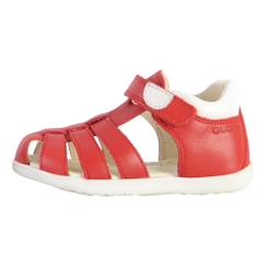 Chaussures-Sandales enfant Geox - Plate Cuir - Macchia Rouge Blanc - Scratch - Confortable