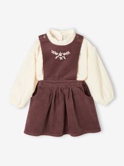 -Ensemble bébé blouse et robe-tablier en velours côtelé