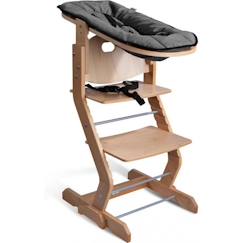 -Tissi - Chaise haute en bois naturel avec attache bébé