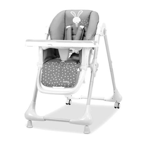 Chaise haute avec roues Baby Rabbit Gris - ASALVO - 19622 - Réglable - Blanc - 9 mois à 3 ans BLANC 3 - vertbaudet enfant 