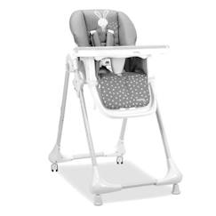 -Chaise haute avec roues Baby Rabbit Gris - ASALVO - 19622 - Réglable - Blanc - 9 mois à 3 ans