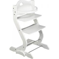 Puériculture-Chaise haute blanche avec barreau de sécurité - TISSI - Réglable - Enfant