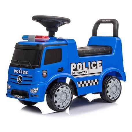 Porteur Mercedes Antos Police Truck pour enfant - Milly Mally - Bleu - Jouet en plastique avec 4 roues BLEU 1 - vertbaudet enfant 