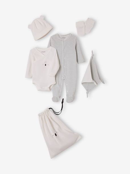 Kit naissance 6 pièces beige+bleu grisé 10 - vertbaudet enfant 